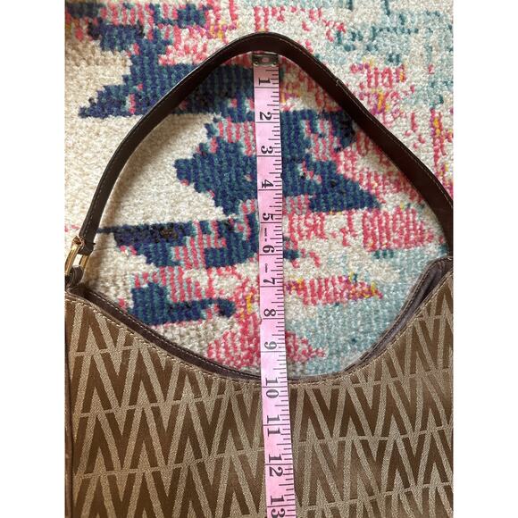 Vintage Mario Valentino Logo Printed brown Shoulder Bag gold hardware - Picture 12 of 16